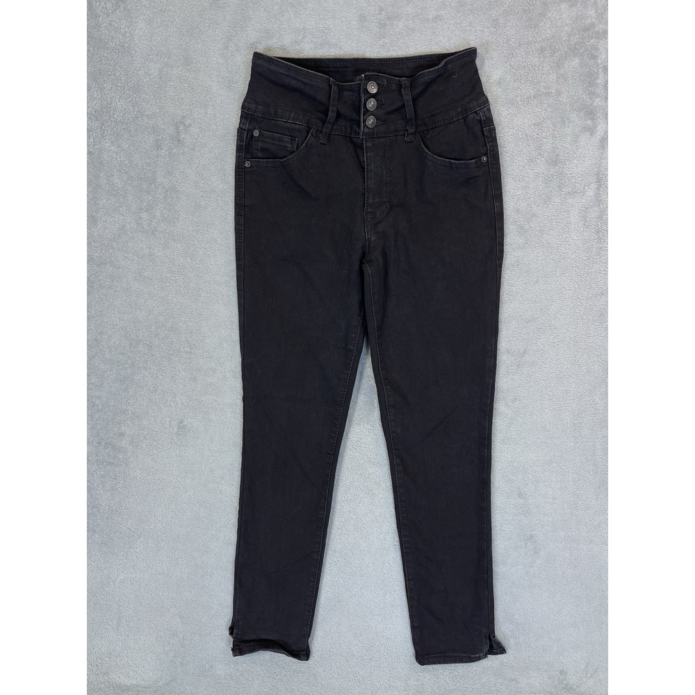 Curve Appeal Jeans Womens 2 Black Denim‎ High Rise Skinny Stretch Triple Button